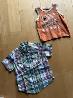 ミキハウスタンクトップとチェックシャツセット　90cm