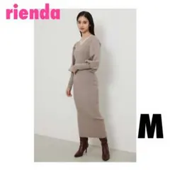 リエンダ　ロングワンピース　M　フェミニン　ベージュ　上品　きれいめ