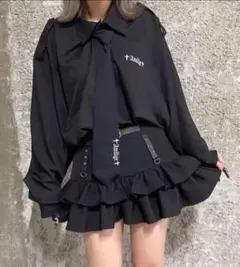 Amilige 長袖シャツ ブラック 地雷系 オーバーサイズ F