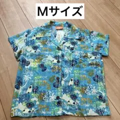 レディース　アロハシャツ　シャツ　トップス　ディズニー　スティッチ　水色　Ｍのサムネイル