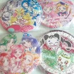 人気アニメ！プリキュアシリーズの主役達の可愛い缶バッジ　四点セット