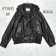 VTWO M レザージャケット ブラウン ブルゾン フェイクレザー 韓国系