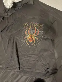 スパイダーグラフィック Tシャツ 黒 半袖 kiss