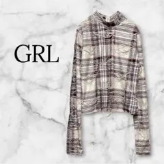 GRL グレイル チェック柄 ダメージ加工 シアートップス F Y2K グランジ