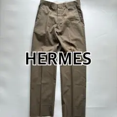 HERMES カーキ スラックス　チノパン　コットン　イタリア製　レザーのサムネイル