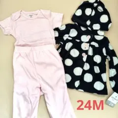 24M 90cm 米国カーターズ フリースジャケット ３点セットアップ ピンク