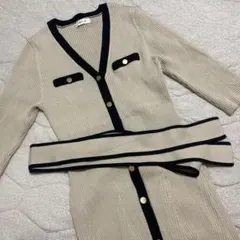 フレイアイディー バイカラーリブニットワンピース ベージュ