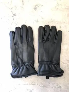 【中綿入り】ラムレザー（羊革）レザーグローブ L ブラック／新品 ボアグローブ