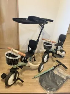 BTM 5way バランスバイク 三輪車　手押し棒・かご・サンシェード付きのサムネイル