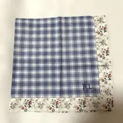 RL 花柄縁取り チェックハンカチ 新品未使用