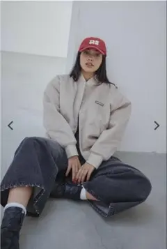 新品♡ALEXIASTAM コーデュロイキャップ レッド Fのサムネイル