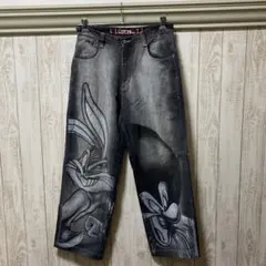 LOT29LUXE グレー デニムパンツ ラグスタイル LUXSTYLE ケミカルウォッシュワイドバギーデニム