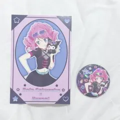 サンリオ アイカツスターズ ポストカード ホログラム缶バッジ 桜庭ローラ クロミ