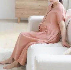 【値下】マタニティ チュニックワンピース M-L ティアード　妊婦　授乳