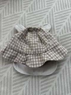 POLO Baby 耳付きチェック帽子 ベージュ　サイズ46cm