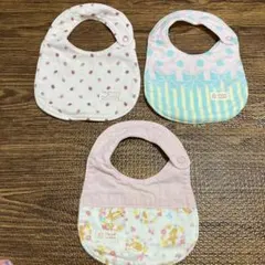 いちご柄・水玉模様スタイ3点セット　女の子　男の子　ハンドメイド風