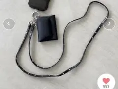 ポーチ付きスタッズモバイルショルダー　ブラック