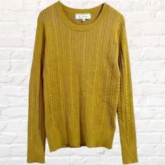 ロペピクニック 長袖 リブ カットソー ケーブル柄 ストレッチ トップス 美品