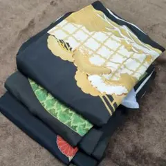 3867 黒留袖着物まとめ売り3着！リメイク•お稽古用など☆