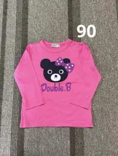 【DOUBLE.B 】B子ちゃんフェイスプリント長袖ロンT90㎝（ピンク）