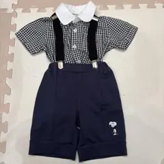 スヌーピー チェック柄シャツ＆半ズボン セットアップ　90センチ
