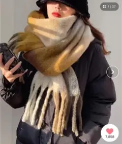 チェック柄マフラー ベージュ系