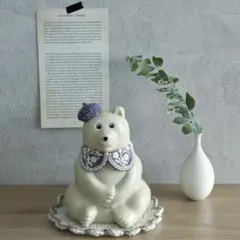 あこきら様専用　しろくま貯金箱　つけ襟　ベレー帽　2点セット　パープル2レース