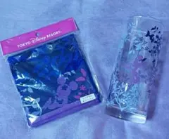 ミニーシルエット　セット　グラス　タオルハンカチ　ディズニーリゾート限定