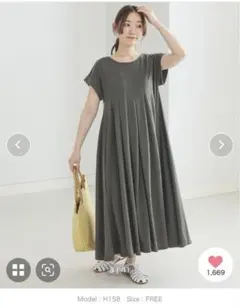 BEAMS HEART グレー カットソーワンピース フリーサイズ