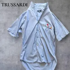 TRUSSARDI　シャツ　半袖　刺繍　前後差　春夏　開襟　ワンポイント刺繍のサムネイル