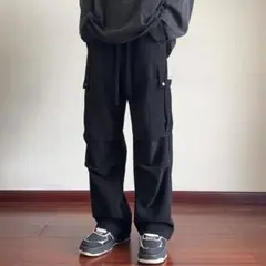 コーデュロイカーゴパンツ メンズ 新品 パンツ 長ズボン 黒 カジュアル