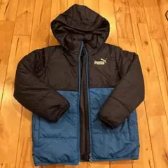 130cm PUMA フード付きダウンジャケット 黒/青