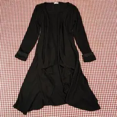 axesfemmアクシーズ イレヘムリブ編みオープンフロントロングカーディガン黒