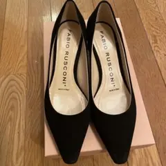 美品　箱、袋ありFABIO RUSCONI ブラックスエードパンプス 37.5