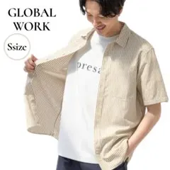 新品✨グローバルワーク　サラサラリネンイージーケアシャツストライプ　S