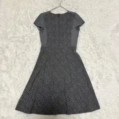 美品✨️ANAYI アナイ グレンチェック柄 ストレッチ フレアワンピース 38