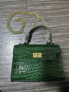 【SHEIN】グリーン クロコダイル風 ショルダーバッグ