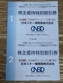 日本スキー場開発株主優待 白馬岩岳MTBPARK 割引券2枚 - メルカリ
