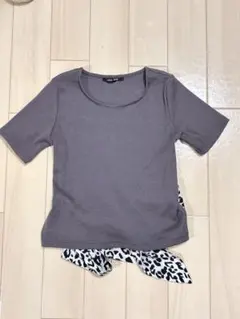 one way グレー 半袖Tシャツ レオパード柄