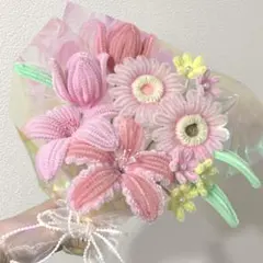 枯れないお花　モールフラワー　ハンドメイド　花束　ブーケ　ランダムカード付き