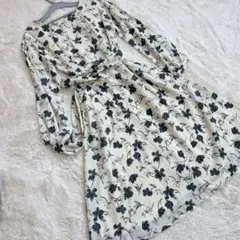 Avan Lily アバンリリィ花柄ワンピース F ウエストリボン 春 フレア