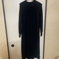 PAGEBOYブラックリブニットロングワンピース