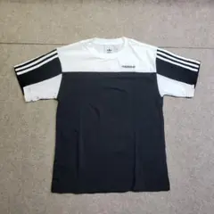 アディダス　Tシャツ　S　ブラック×ホワイト　トレフォイル　y6782j