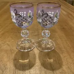 ボヘミアクリスタル80年代ビンテージリキュールグラスペア