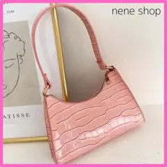 【新品】クロコレザー風 ハンドバッグ ピンク ショルダーバック 軽量