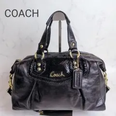 COACH ブラック レザー ハンドバッグ2way美品