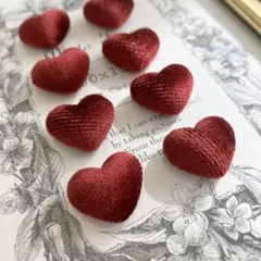 ふわふわ起毛のハート コーデュロイ風 カボション 10個