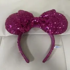 ミニーマウスカチューシャ　ピンクスパンコール