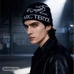 ARC'TERYX ニット帽 黒 ロゴ入り　スケルトン　ビーニー