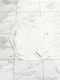 ホワイトフリル襟長袖シャツ